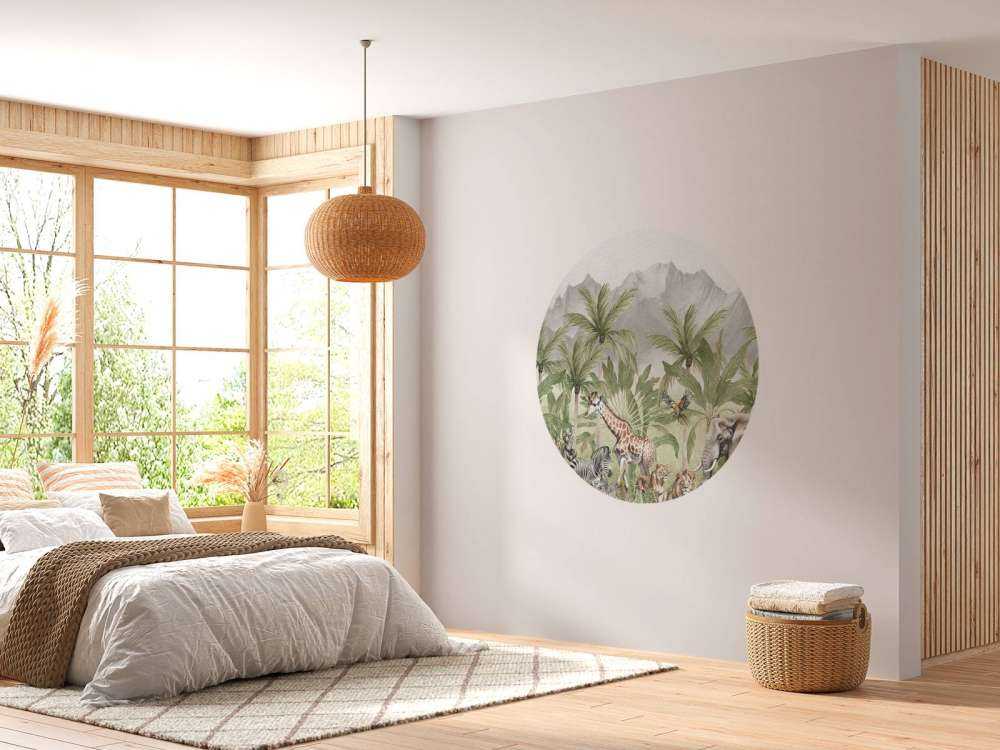 Berglandschap met dieren in kleur