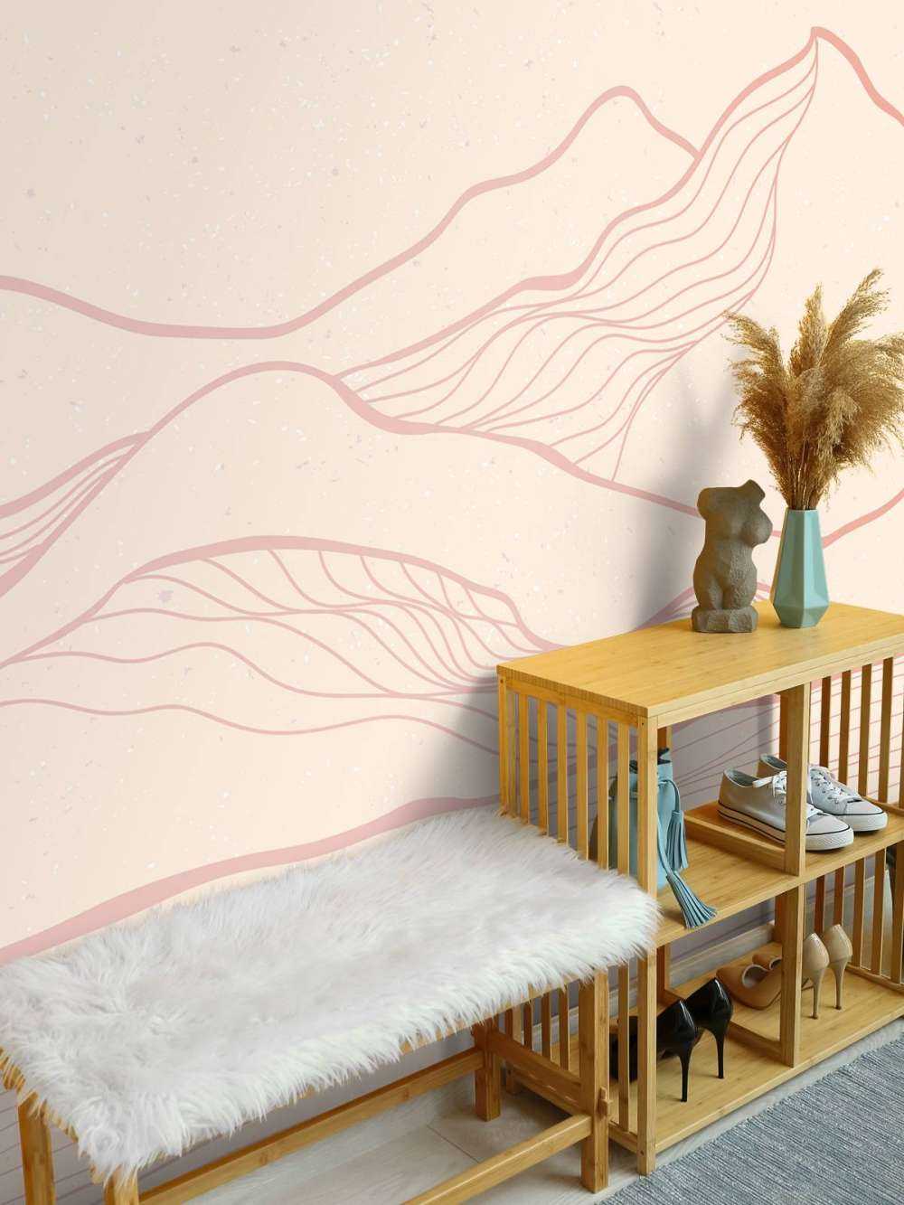 Geïllustreerde roze bergen landschap