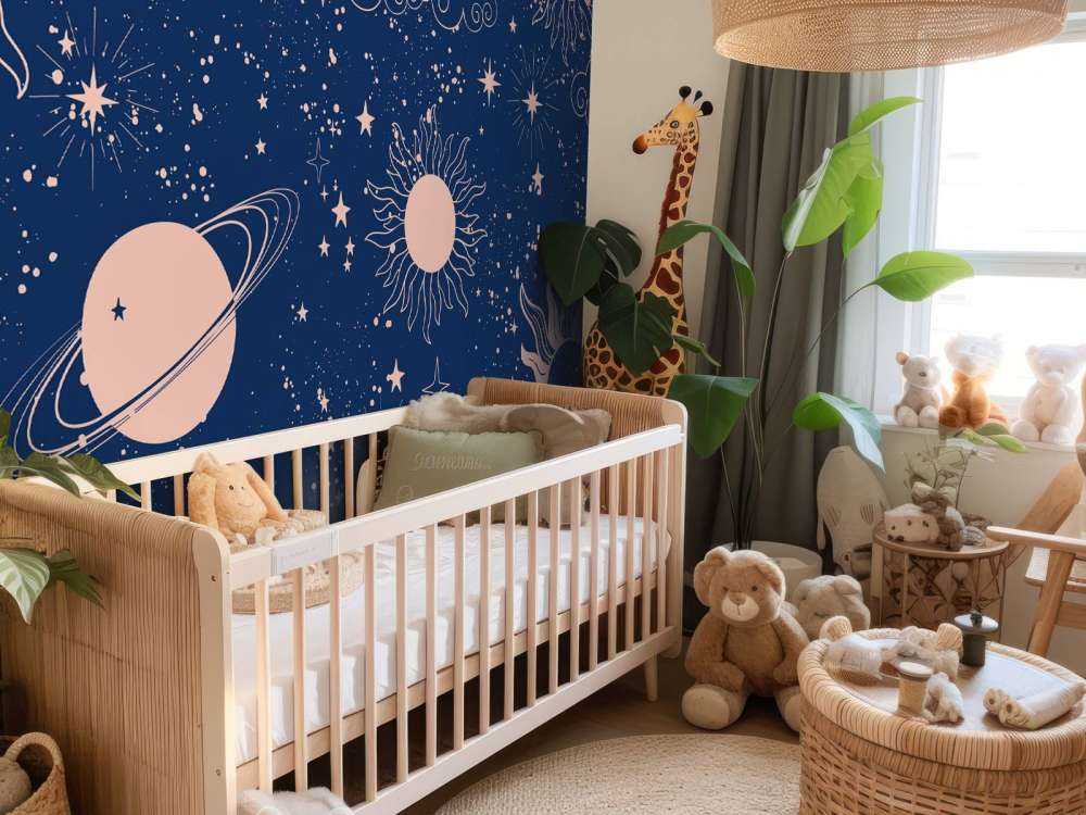 Nachtelijke zon en maanhemel