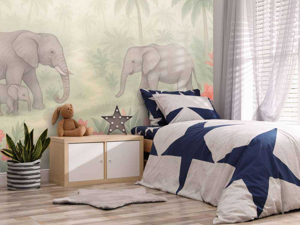 Olifantenwandeling tussen tropenbloemen