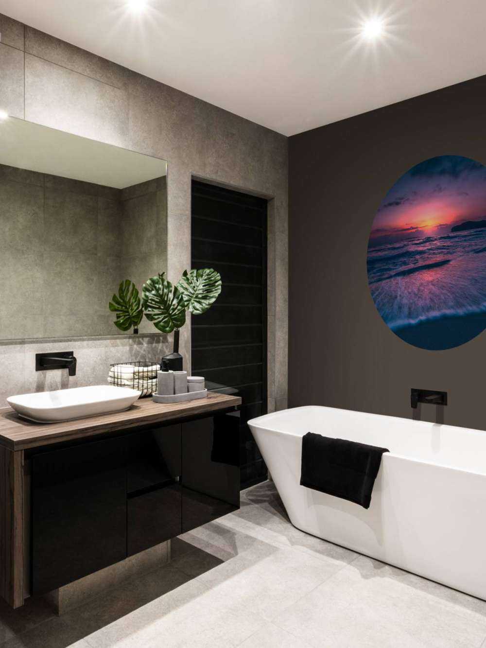 Avondgloed aan paarse kust