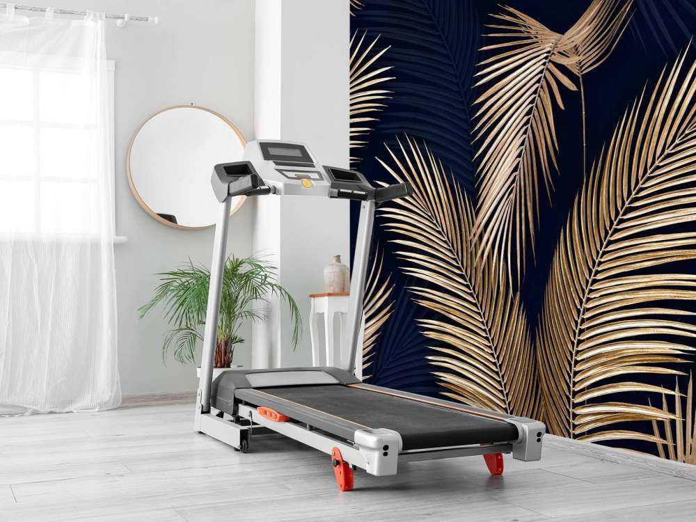 Gouden palmtakken op nachtblauw