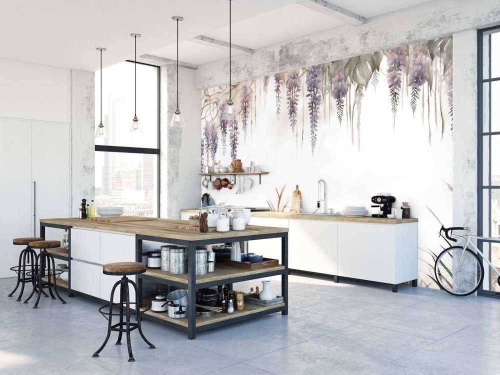 Wisteria and Field Grasses Beige