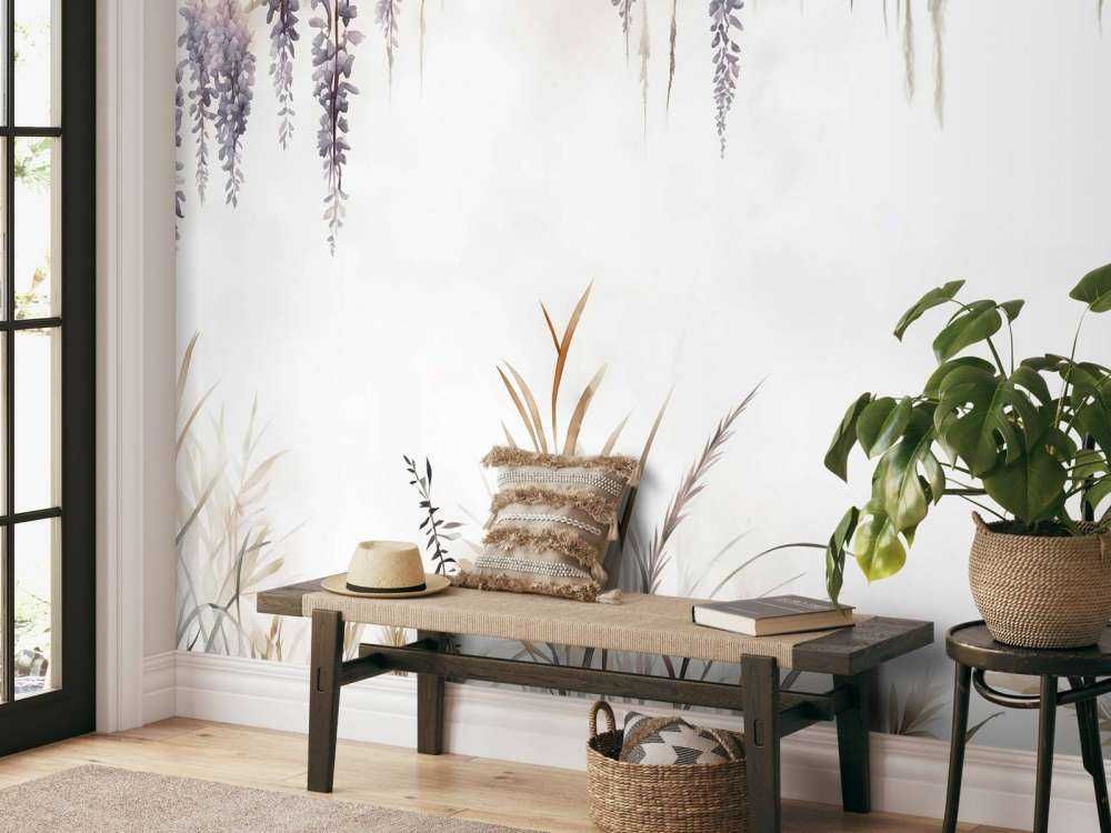 Wisteria and Field Grasses Beige