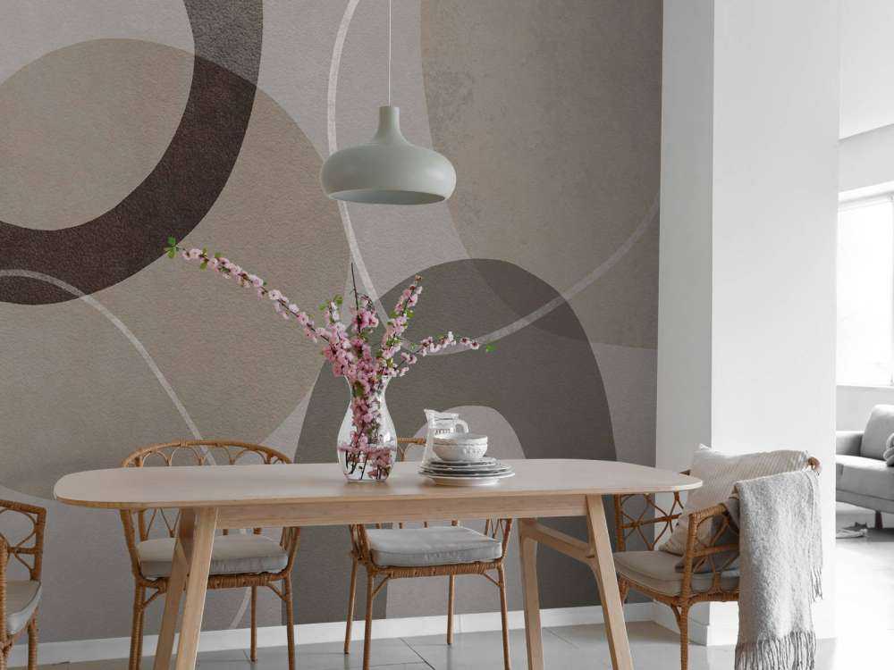 Mid Century Shapes And Outline Grey Brown