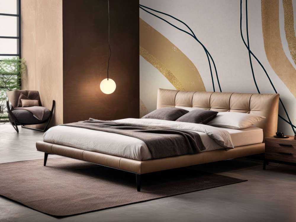 Calming Lines Modern Mid Century Art Beige