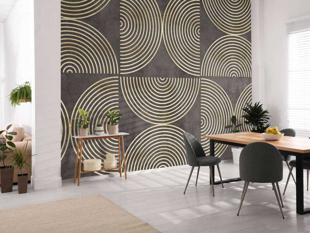 Eclectic Circles Modern Art Gold Brown