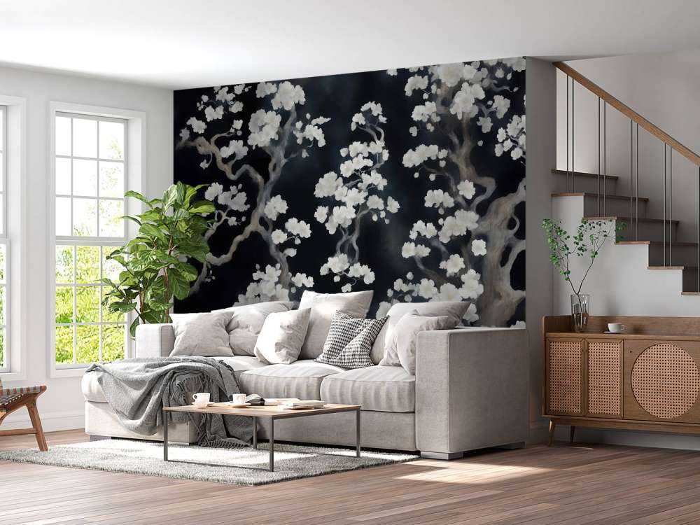 Wonderful blooming forest - black