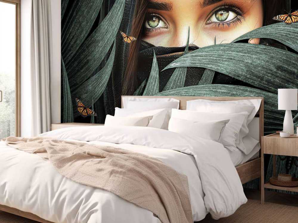 Groene blik tussen palmen