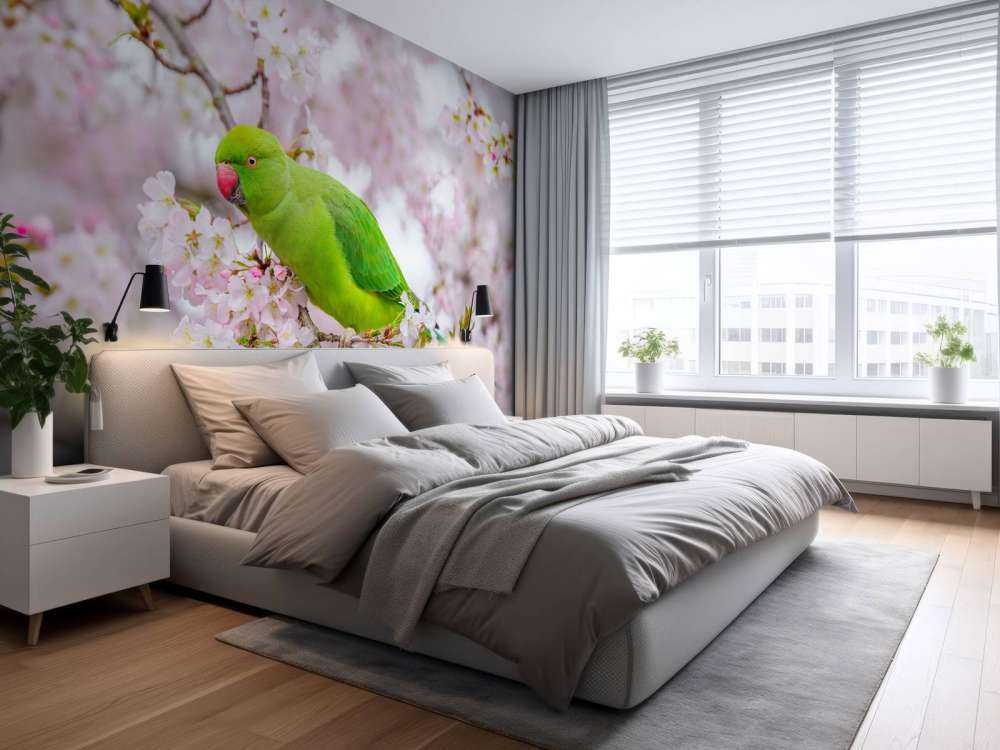 Parrot sitting on blossom tree