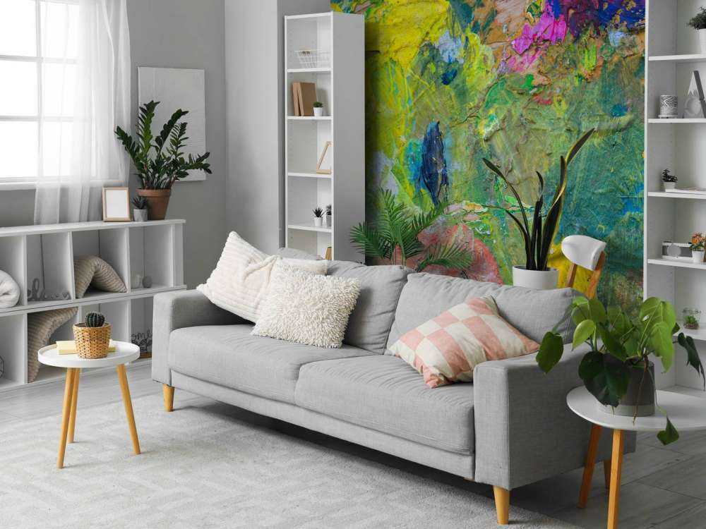 Close-up van een kleurrijk schilderwerk