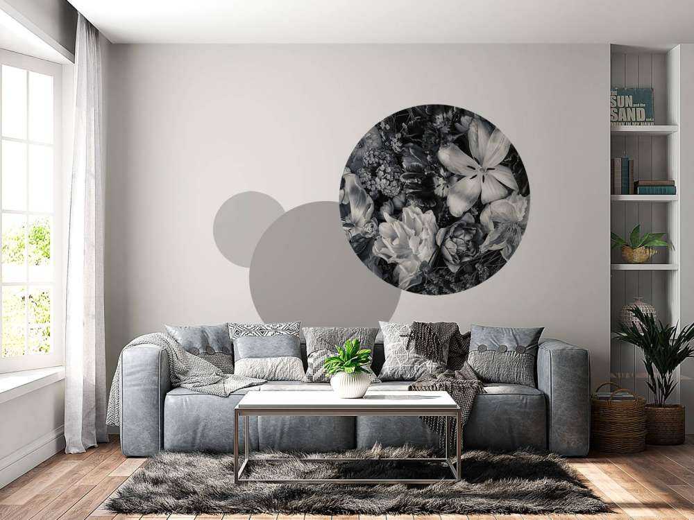 Boeket van bloemen in zwart-wit