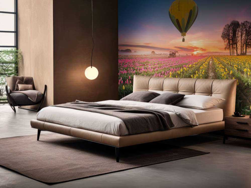 Roze gele tulpenveld