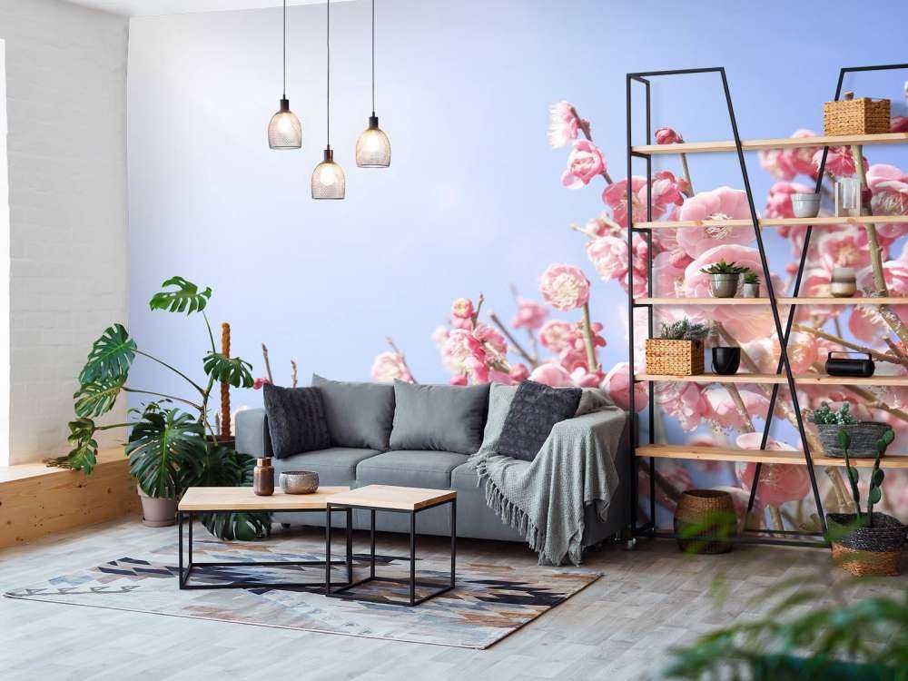 Bloesem bloemen met blauwe lucht