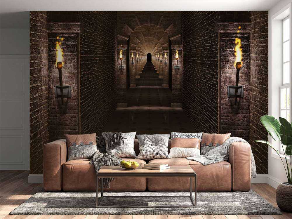 Lange middeleeuwse kasteel gang