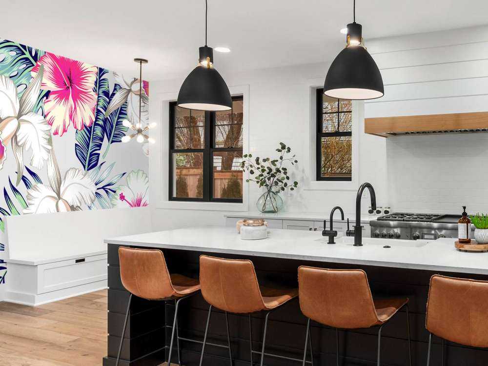 Exotische bloemen met een grijze achtergrond