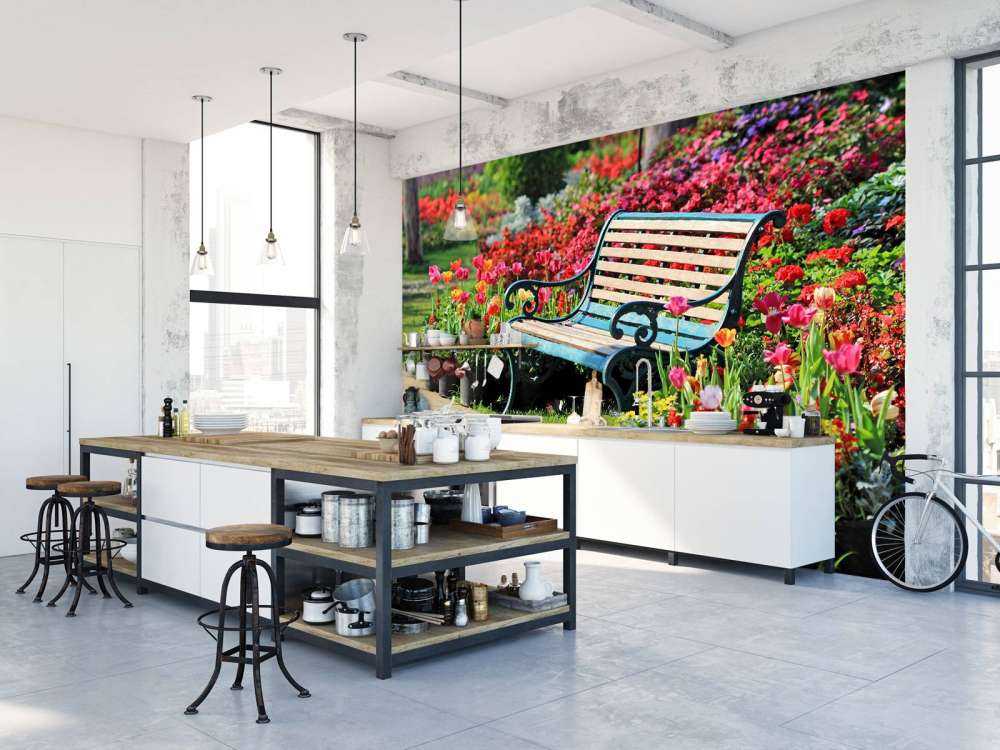 Park met kleurrijke tulpen