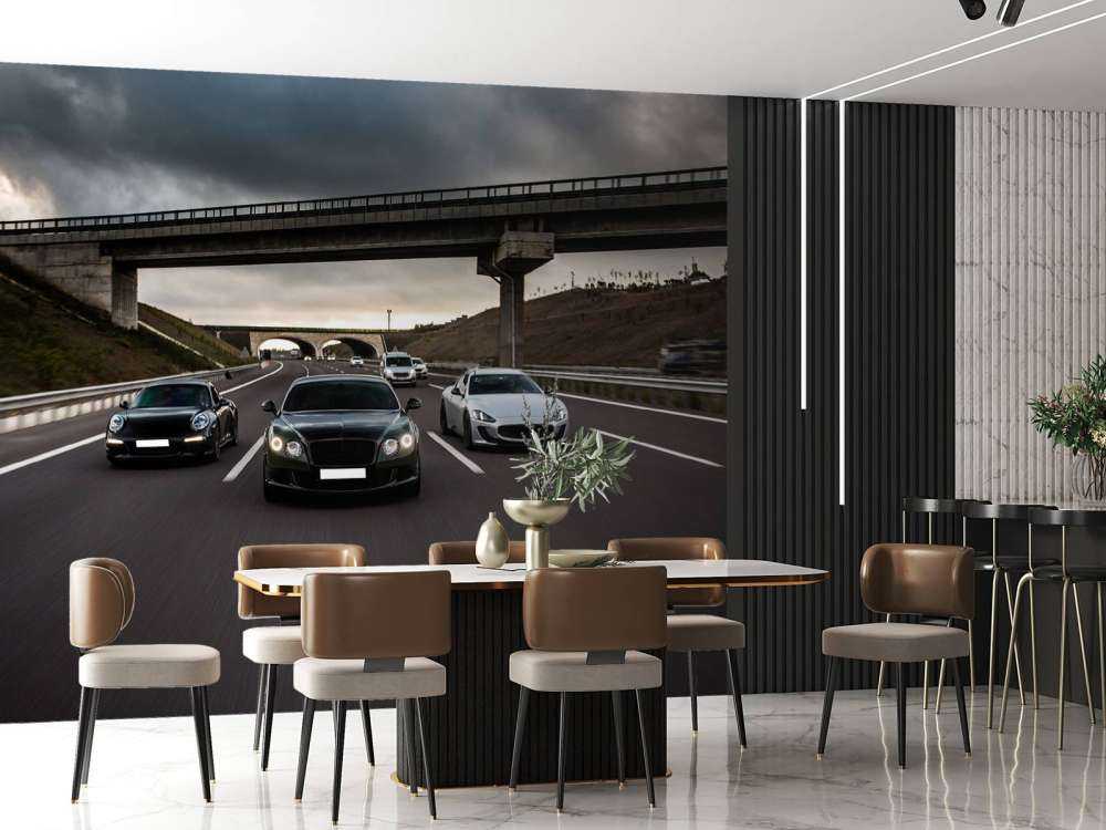 Sportwagens op de snelweg