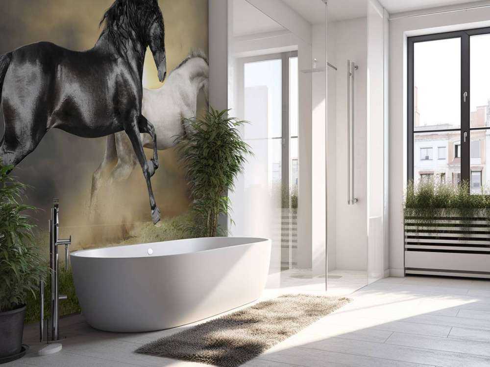 Zwart & Wit Paard op Gras