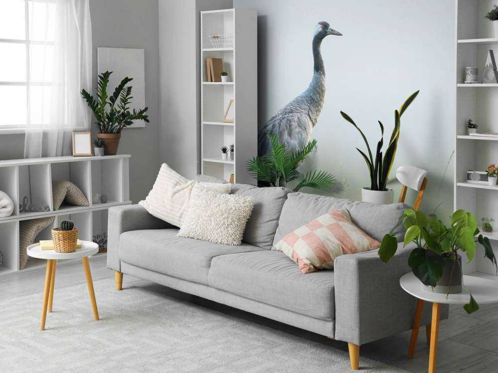 Kraanvogel in de ochtendmist