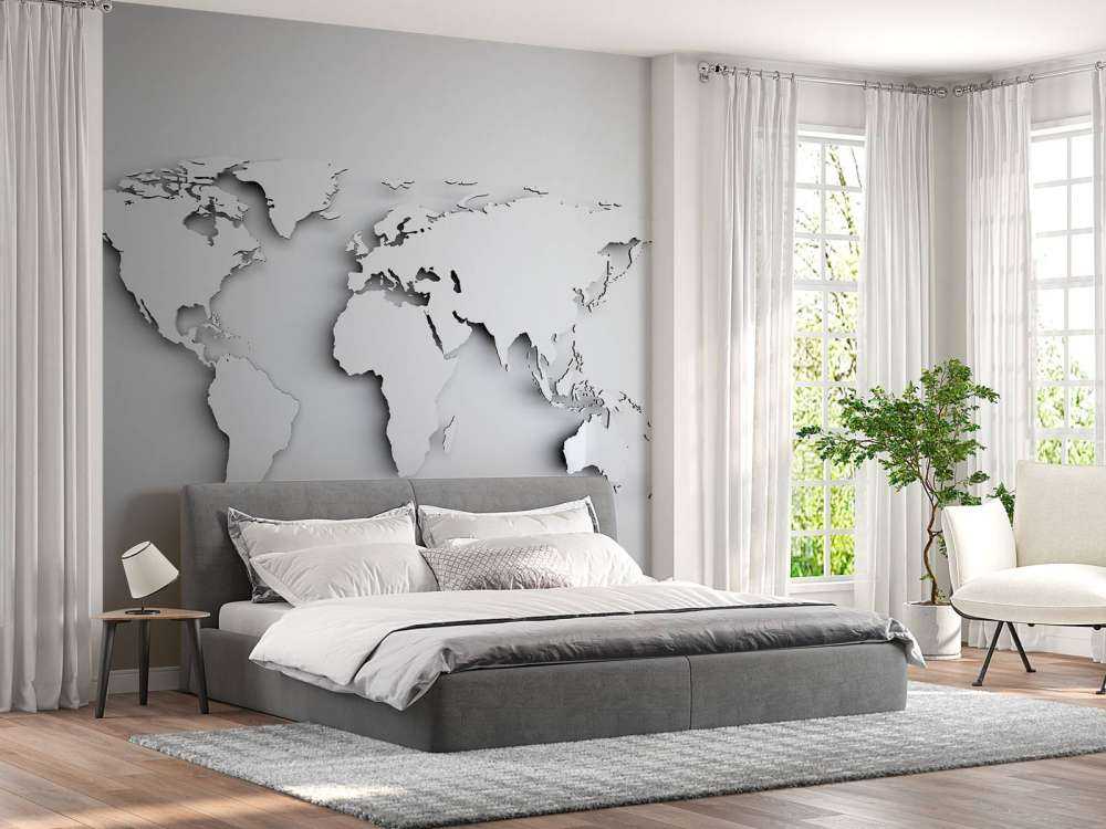 Witte wereldkaart in 3D