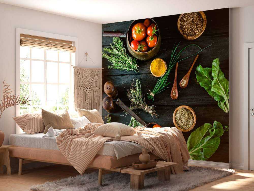 groenten en kruiden op hout