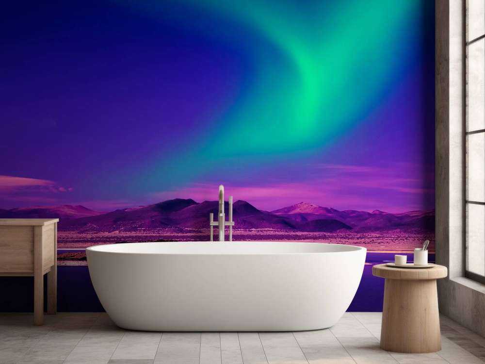 Noorderlicht met roze effect