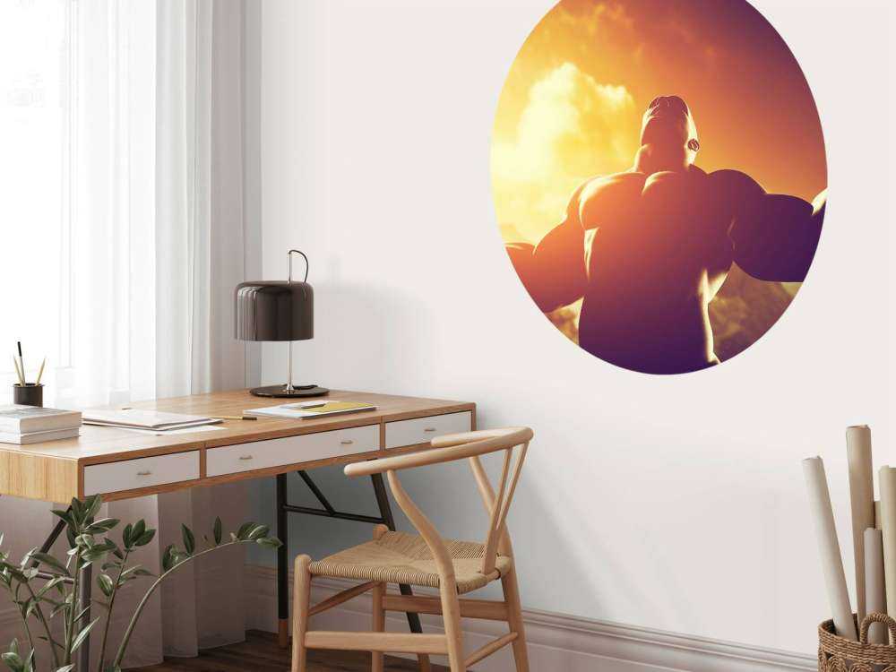 Gespierde man bij zonsondergang