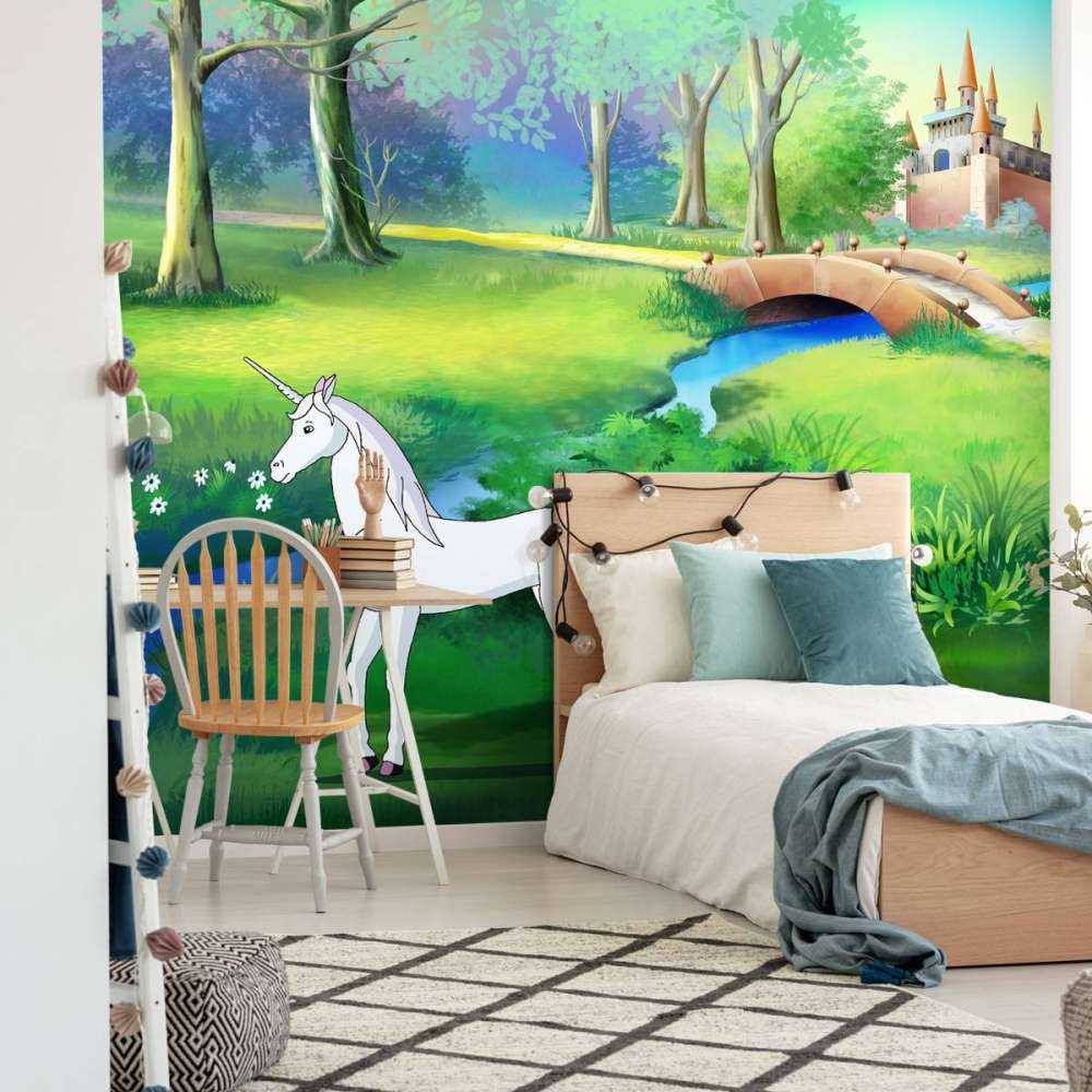 Eenhoorns in een sprookjesbos