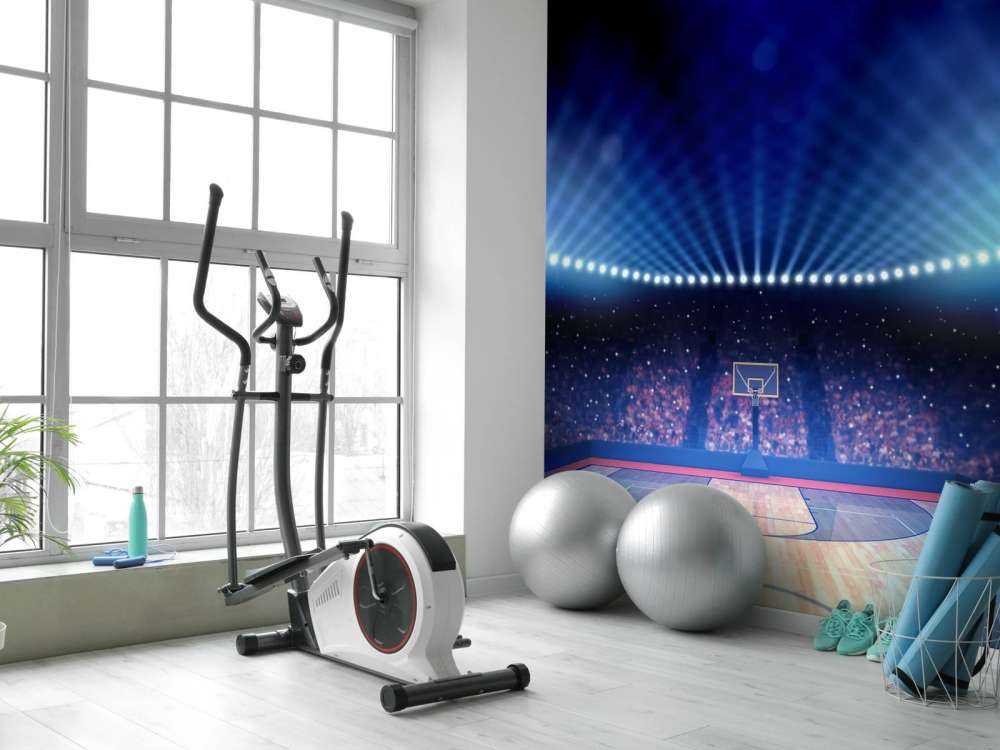 Verlichte basketbal arena