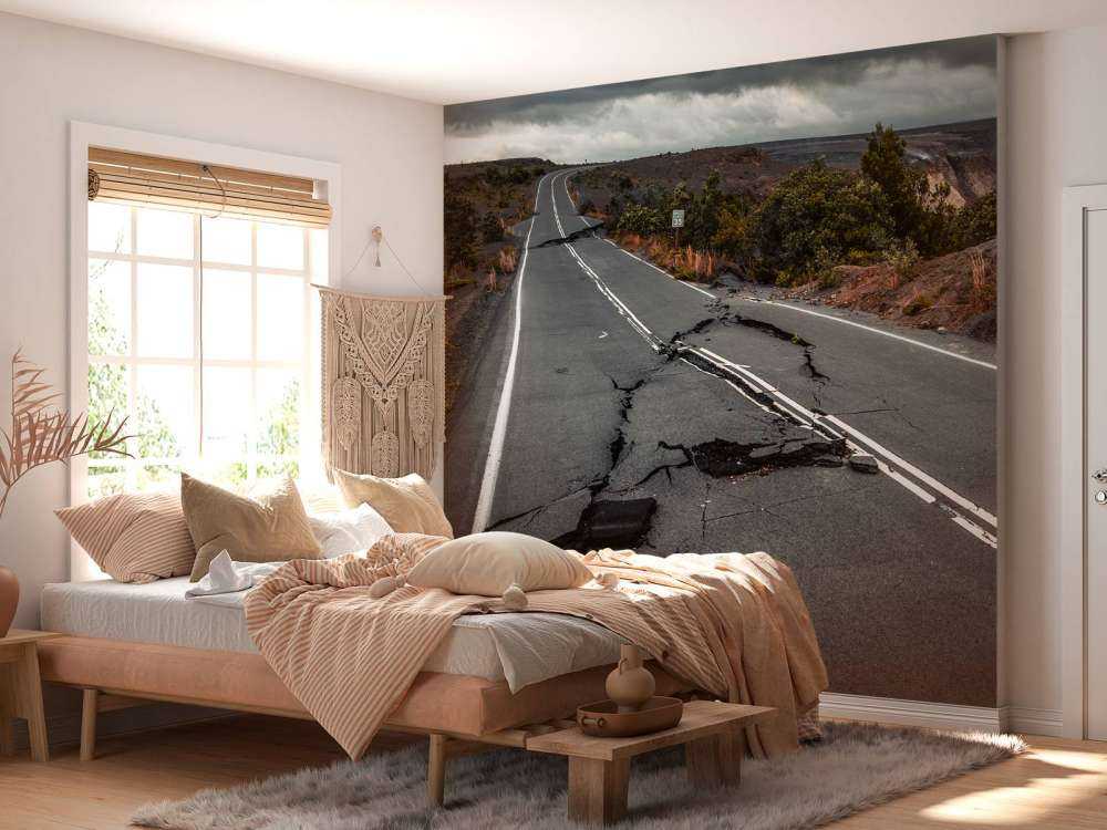 Kapotte snelweg in Hawaii