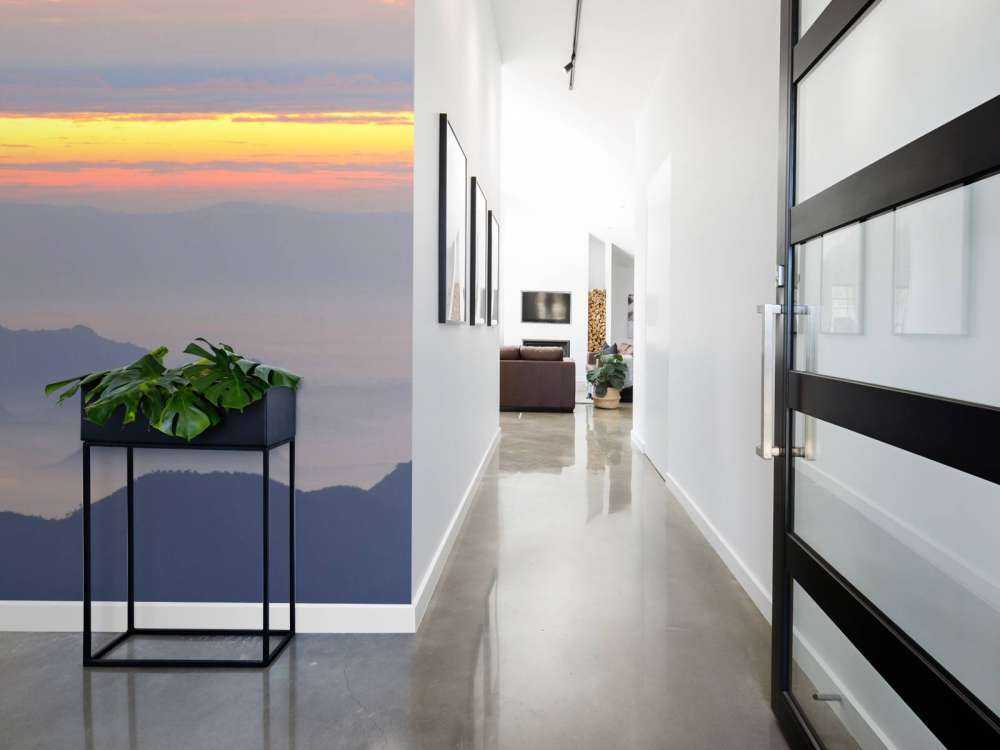 Luchtballon bij zonsondergang