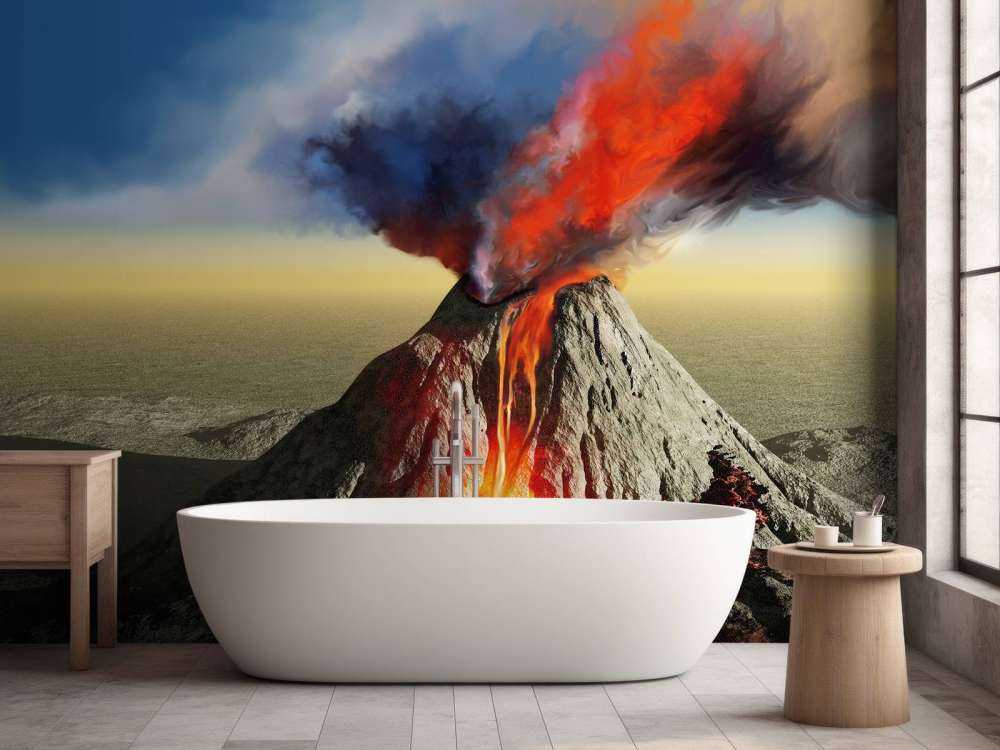 Vulkaanuitbarsting met veel rook