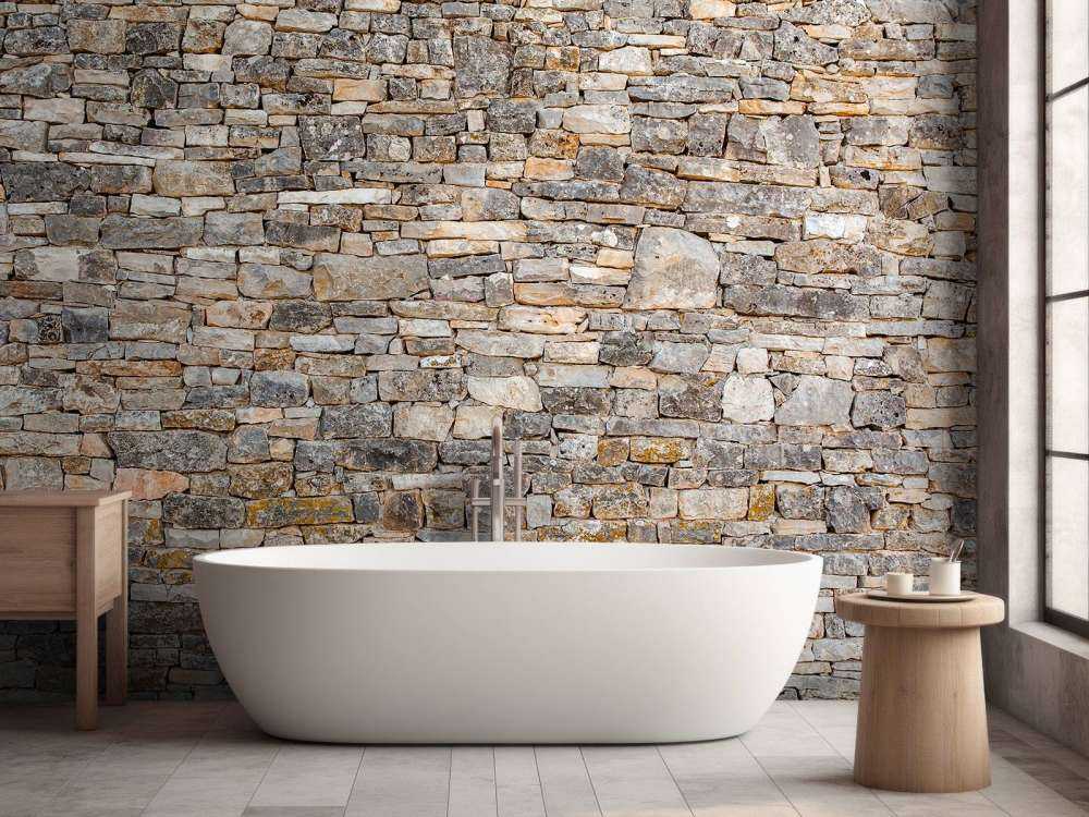 Muur van kleurrijke keien