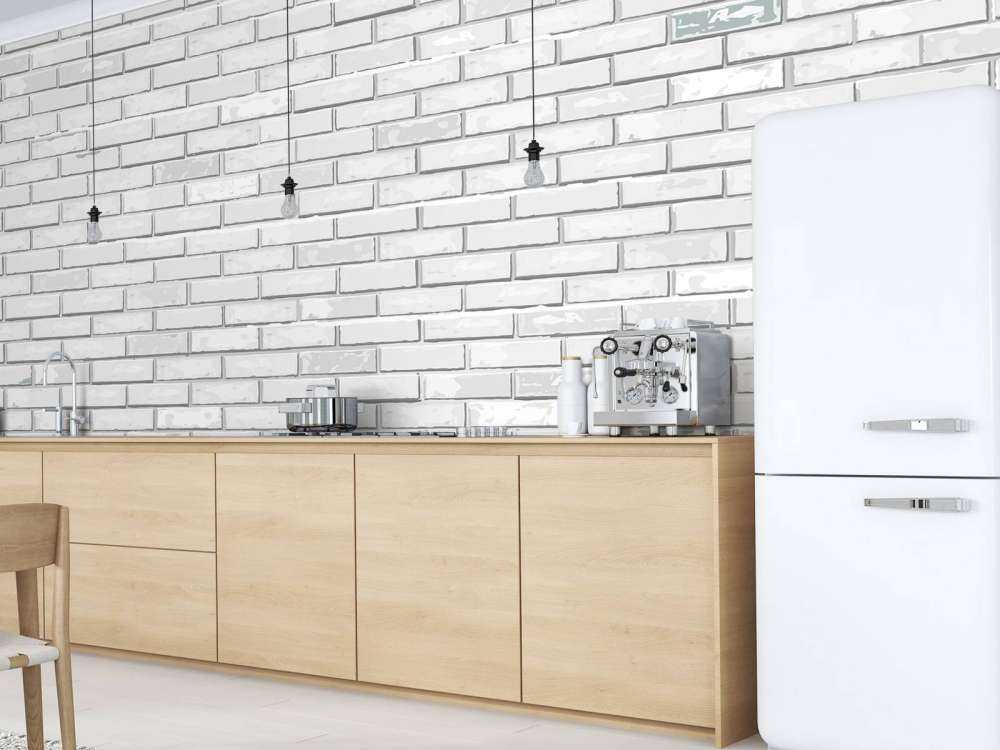 Witte bakstenen muur