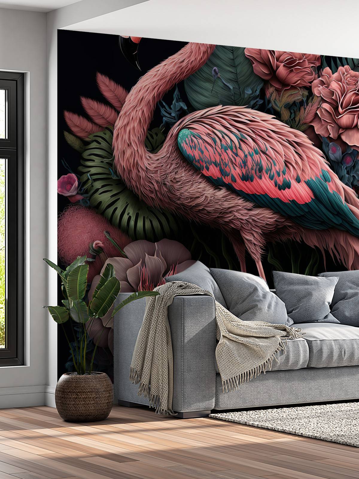 Flamingo Bloemenpracht Nacht