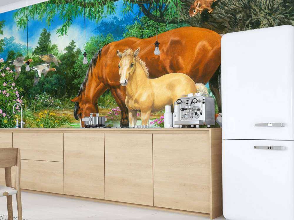 Foal and Mare by the Stream