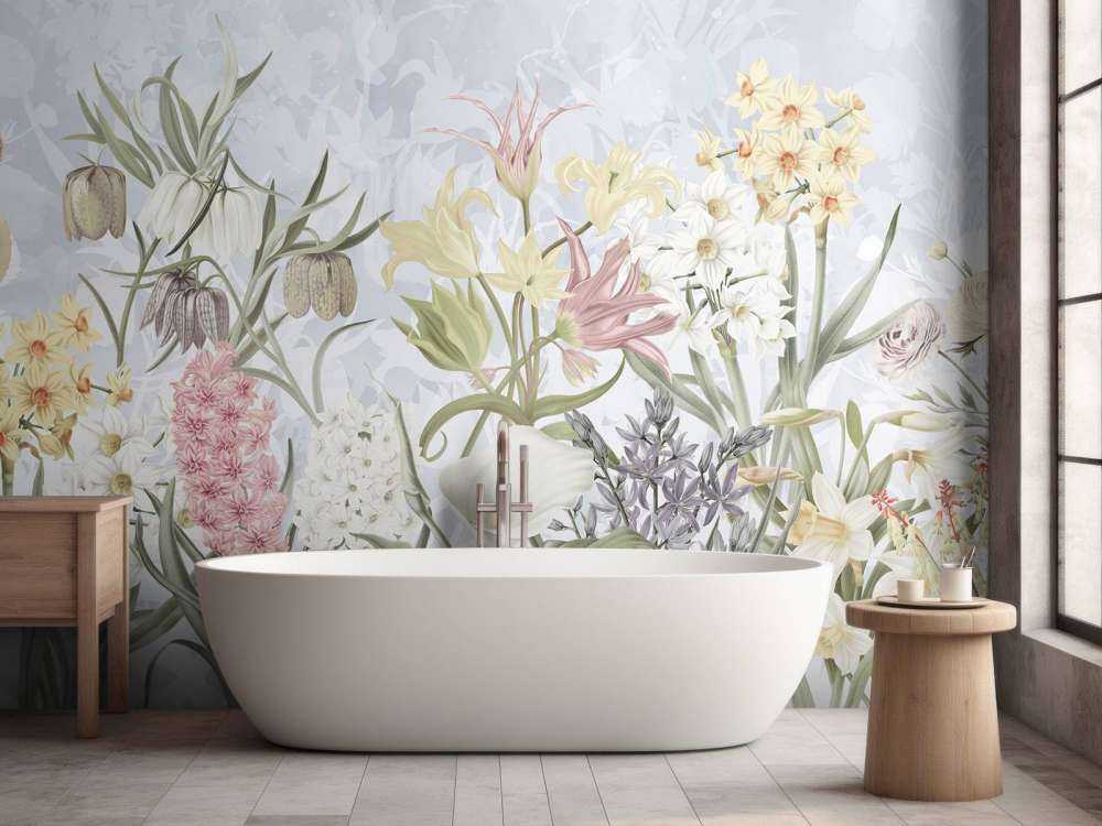 Spring Flowers - Soft Sky Blue