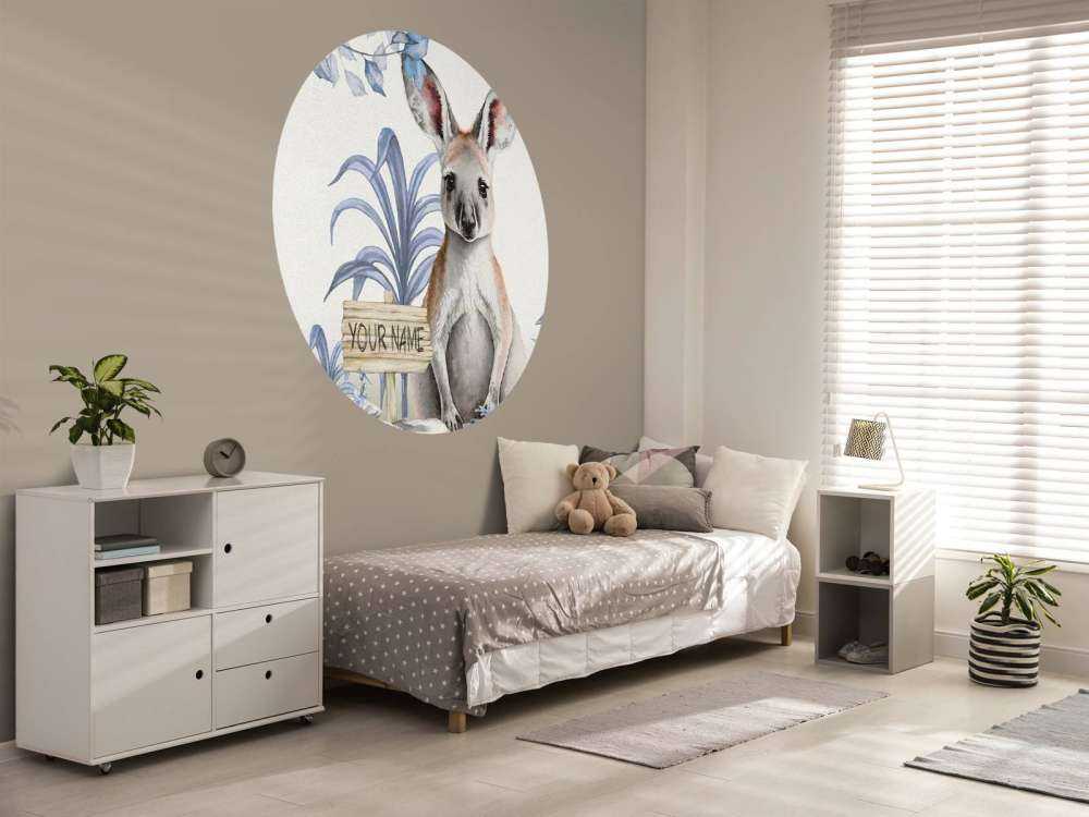 Jonge kangeroe in de jungle blauw