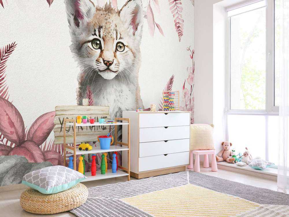 Baby lynx in de jungle roze