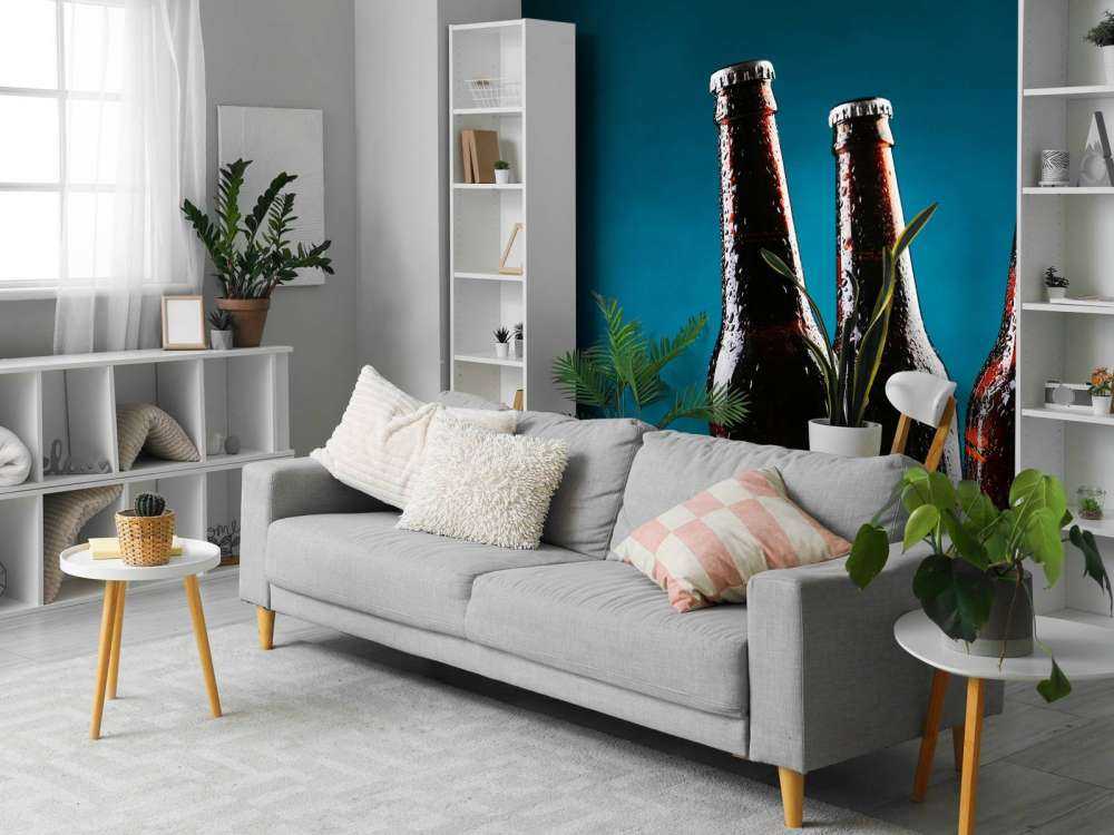 Bruine bierflesjes in ijs