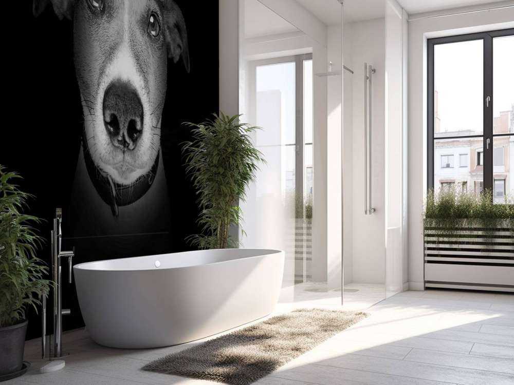 Jack Russel met een zwarte achtergrond