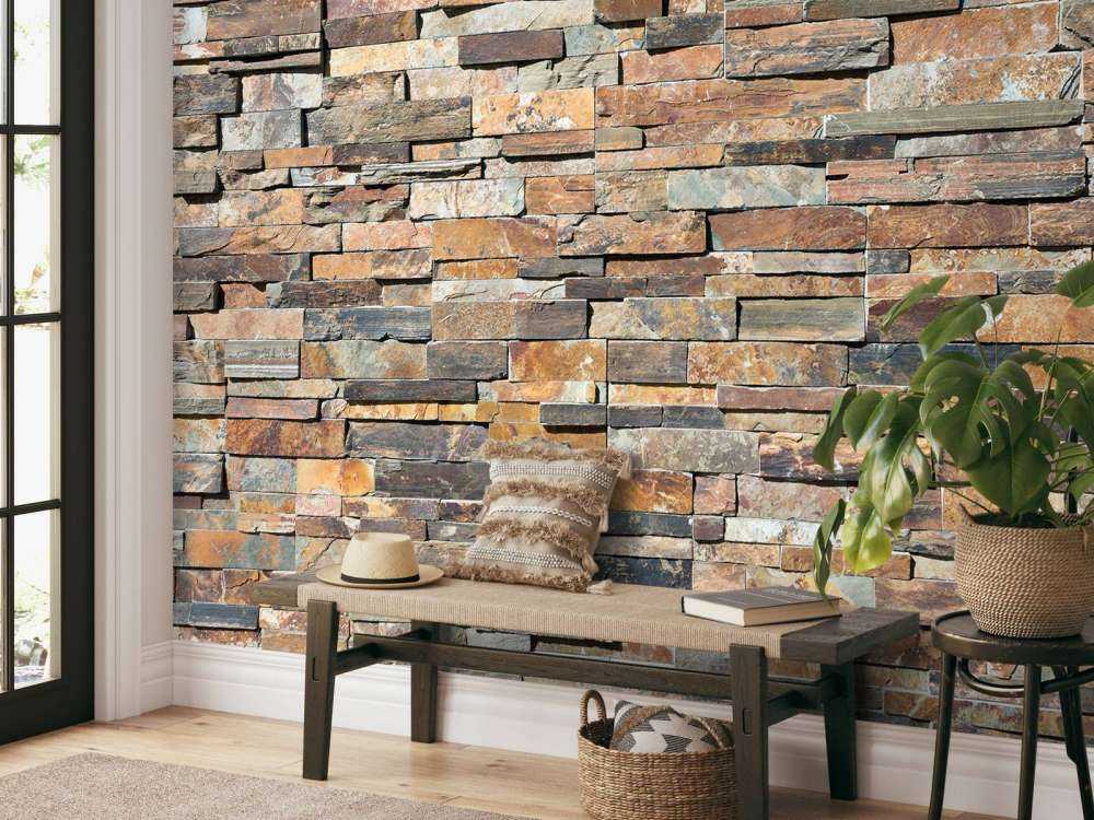 Kleurrijke stenen sierwand