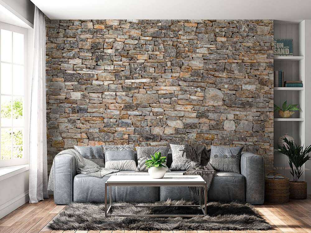 Muur van kleurrijke keien