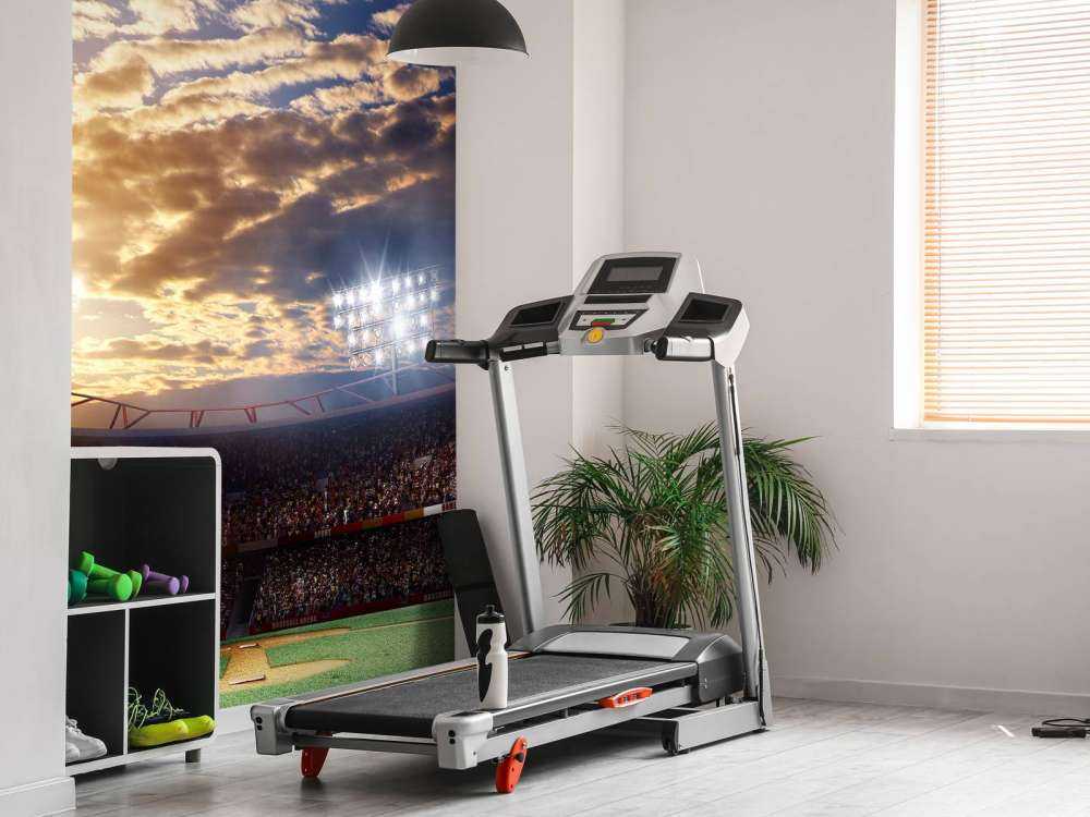 Honkbalstadion bij zonsondergang