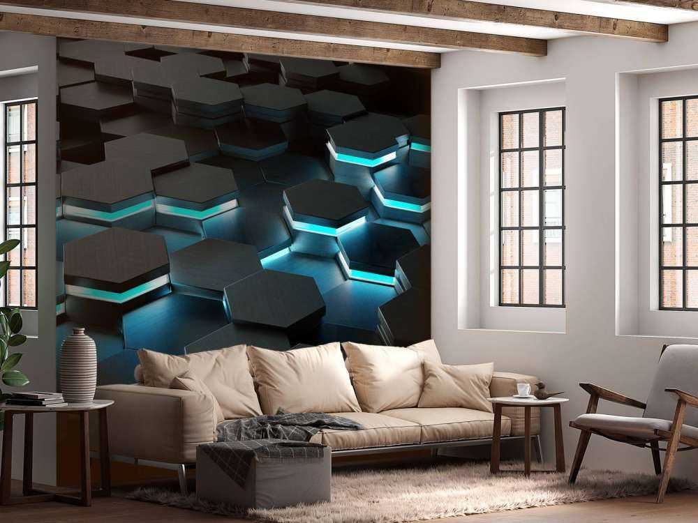 Oplichtende 3D hexagons
