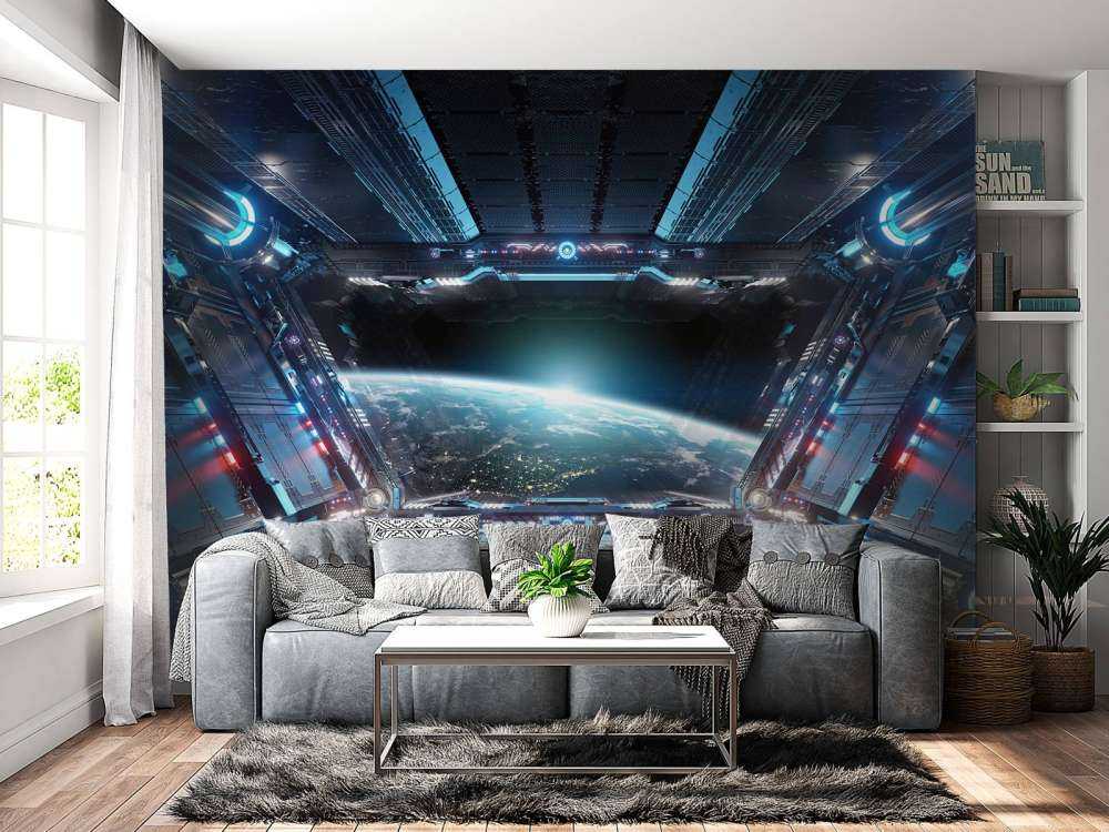 Zicht vanuit een ruimteschip