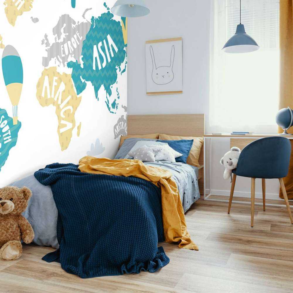 Wereldkaart met luchtballonnen