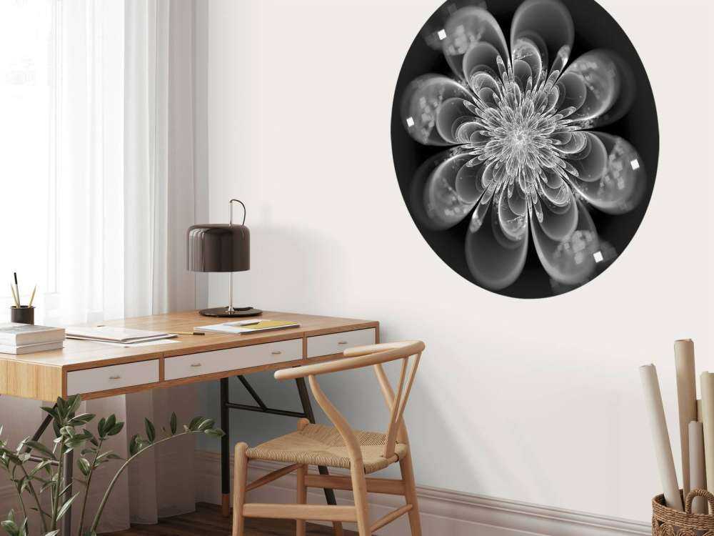 Fractal bloem in zwart-wit