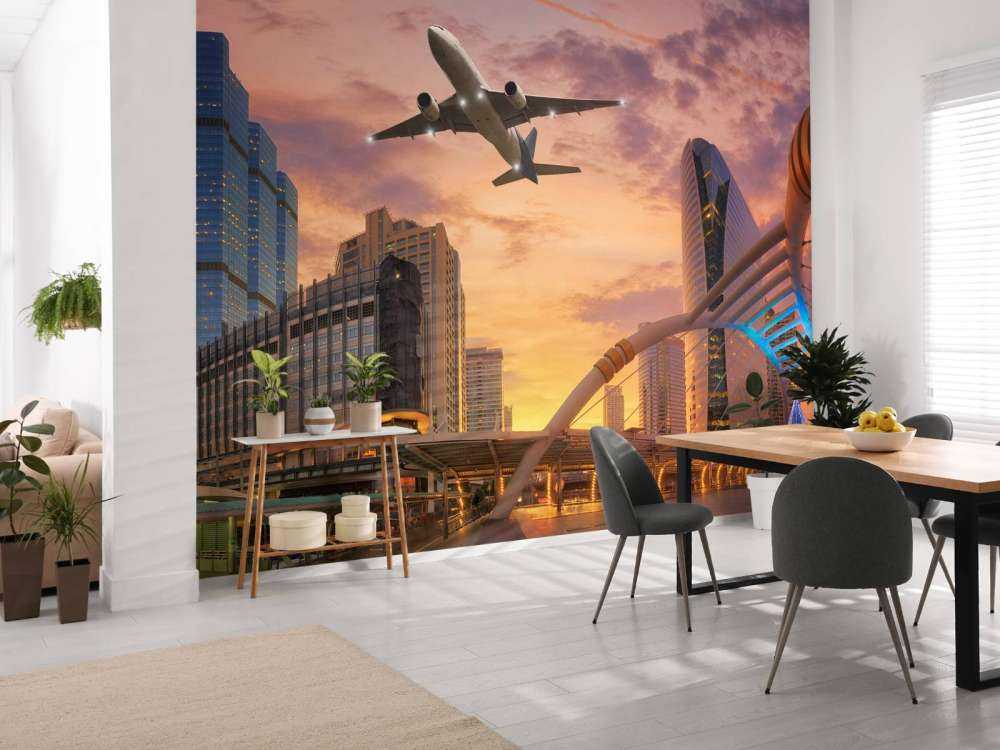 Vliegtuig boven Bangkok